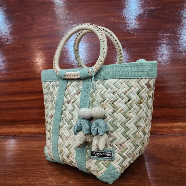 Woven bamboo handbag